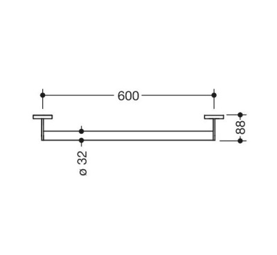 HEWI Metallics 60cm Support Rail - Glossy Black Chrome